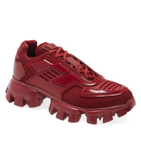 Prada Cloudburst Thunder Lug-Sole Trainer Sneakers Barolo Red Men’s Size 7 - Picture 1 of 9